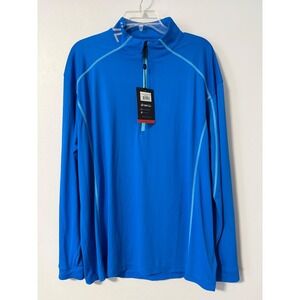 IBKUL Mens 90000 Half Zip Mock Neck Pullover Royal Blue Long Sleeve Large NWT